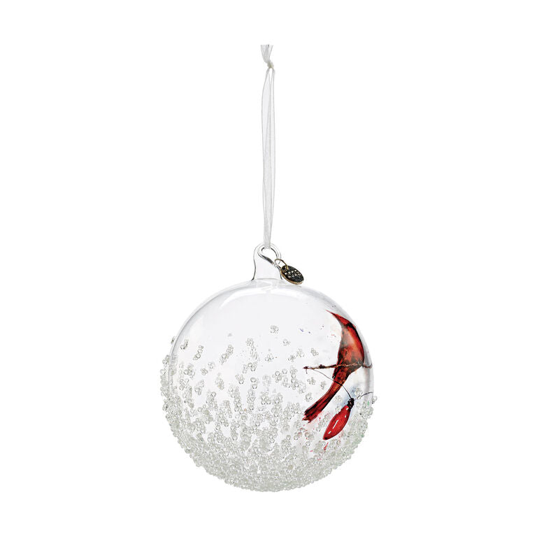 Cardinals On Light String 2023 Blown Glass Ornament