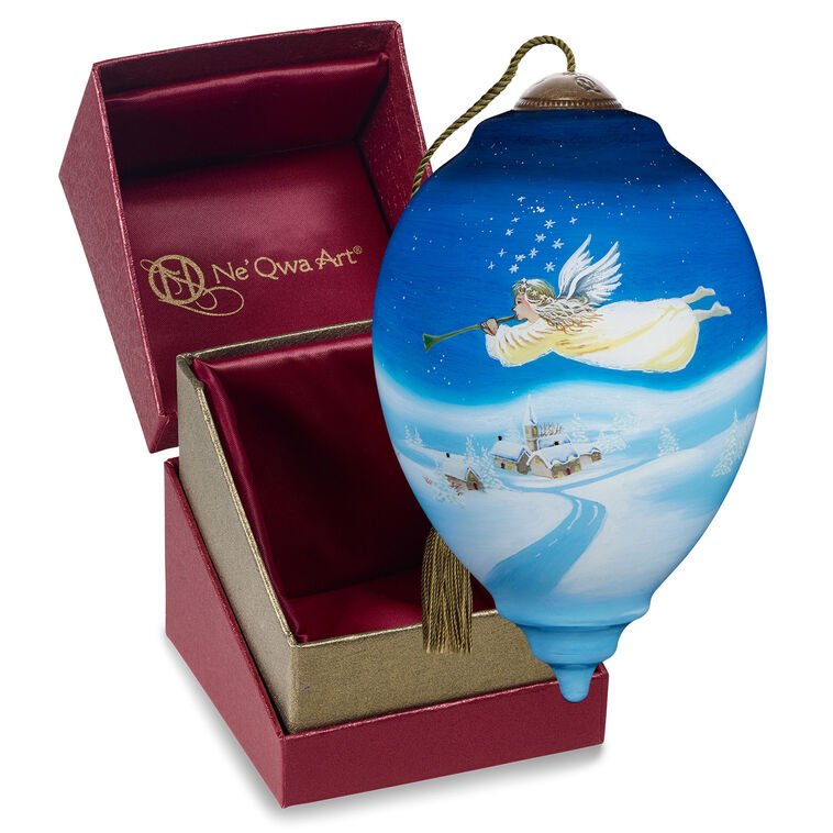 Ne'Qwa Art Tidings Of Comfort And Joy Angel Glass Christmas Ornament