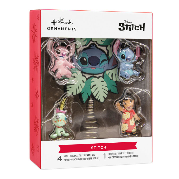 Mini Disney Stitch Hallmark Tree Topper And Ornaments, Set Of 5