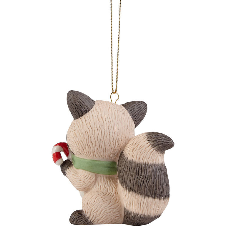 Precious Moments Spreading Christmas Cheer Raccoon Ornament, 2.8"