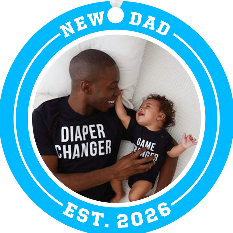 Hallmark New Dad Round Metal Personalized Ornament, Custom Photo And Text