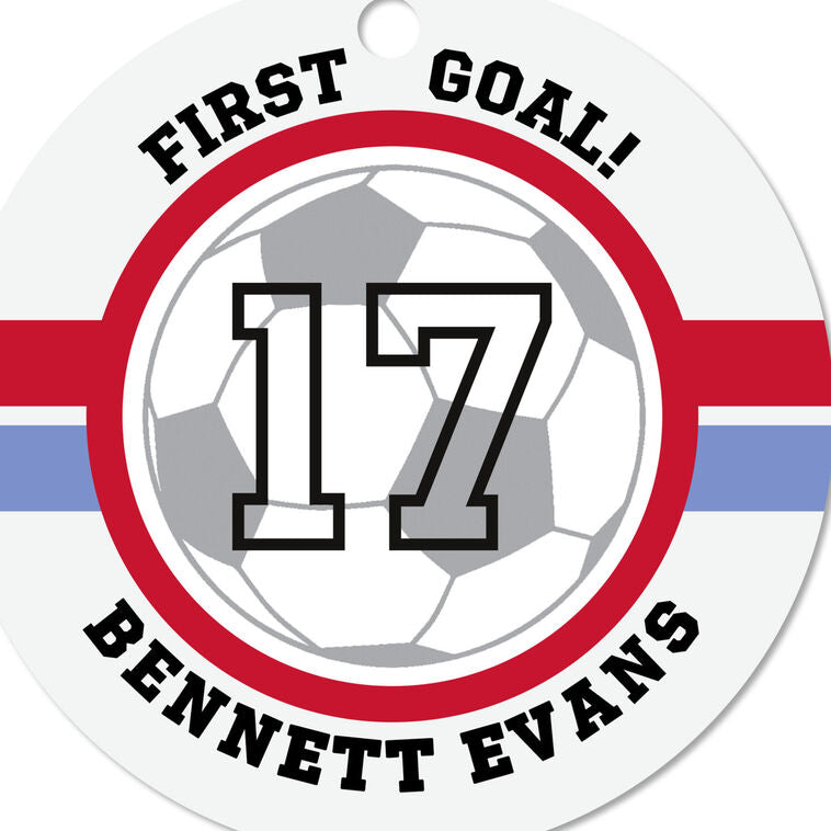Hallmark Soccer Round Metal Personalized Ornament, Custom Text