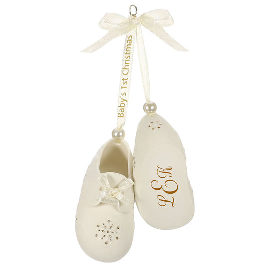  Baby's First Christmas Monogram Booties Porcelain Personalized Ornament