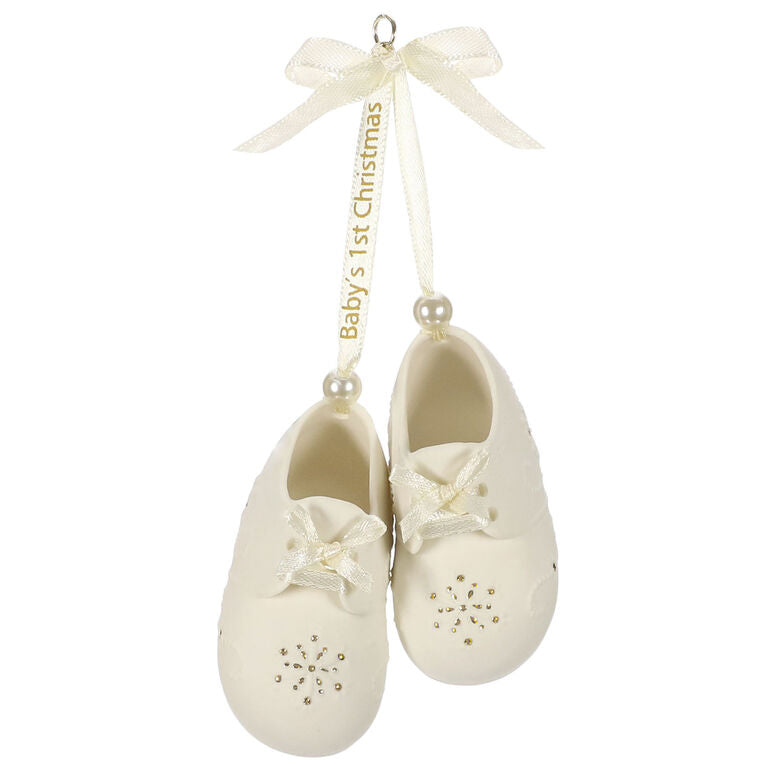  Baby's First Christmas Monogram Booties Porcelain Personalized Ornament
