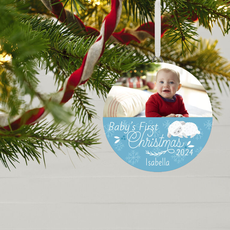 Hallmark Baby's First Christmas Personalized Text And Horizontal Photo Ceramic Ornament