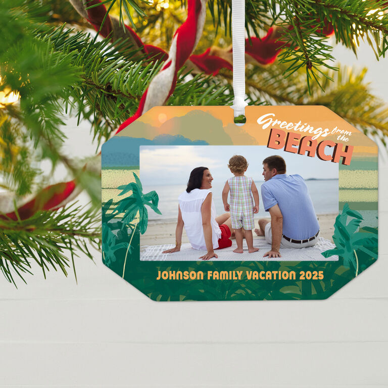 Hallmark Beach Vacation Personalized Text And Photo Metal Ornament