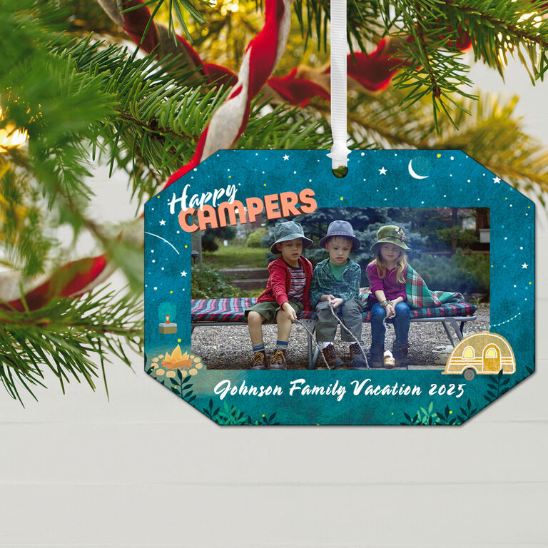 Hallmark Happy Campers Personalized Text And Photo Metal Ornament