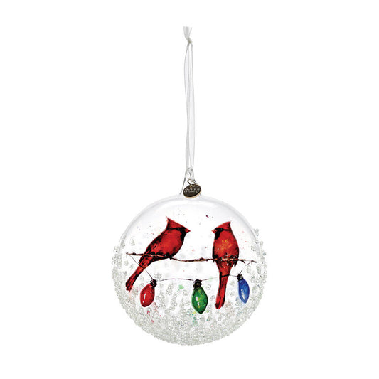  Cardinals On Light String 2023 Blown Glass Ornament