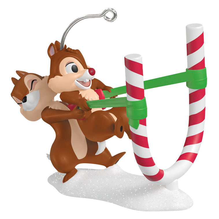 Hallmark Disney Chip And Dale Candy Cane Catapult Ornament