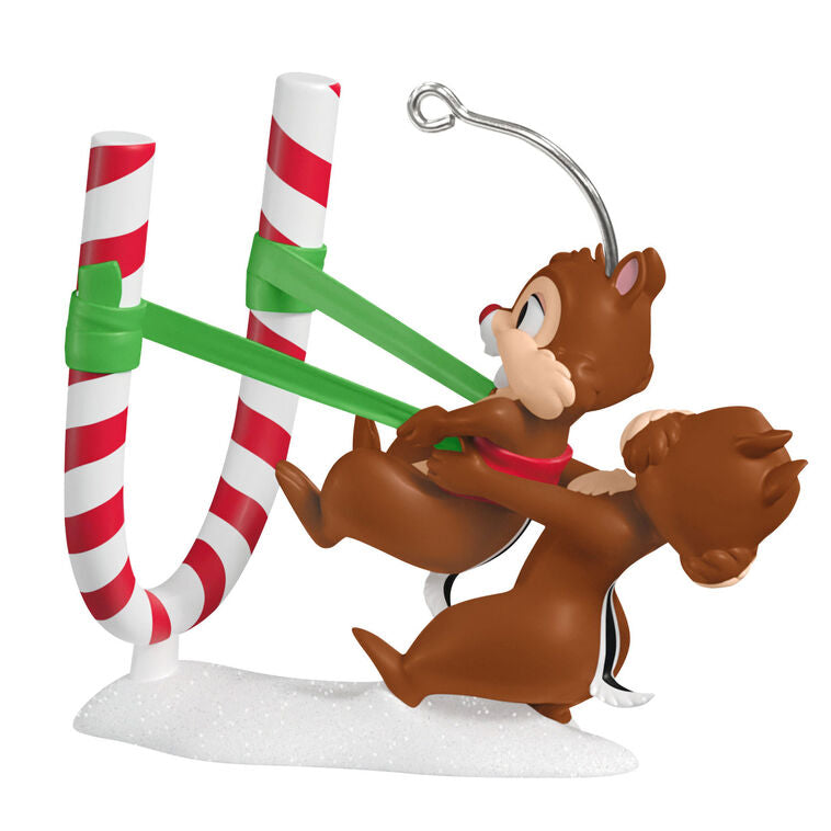 Hallmark Disney Chip And Dale Candy Cane Catapult Ornament
