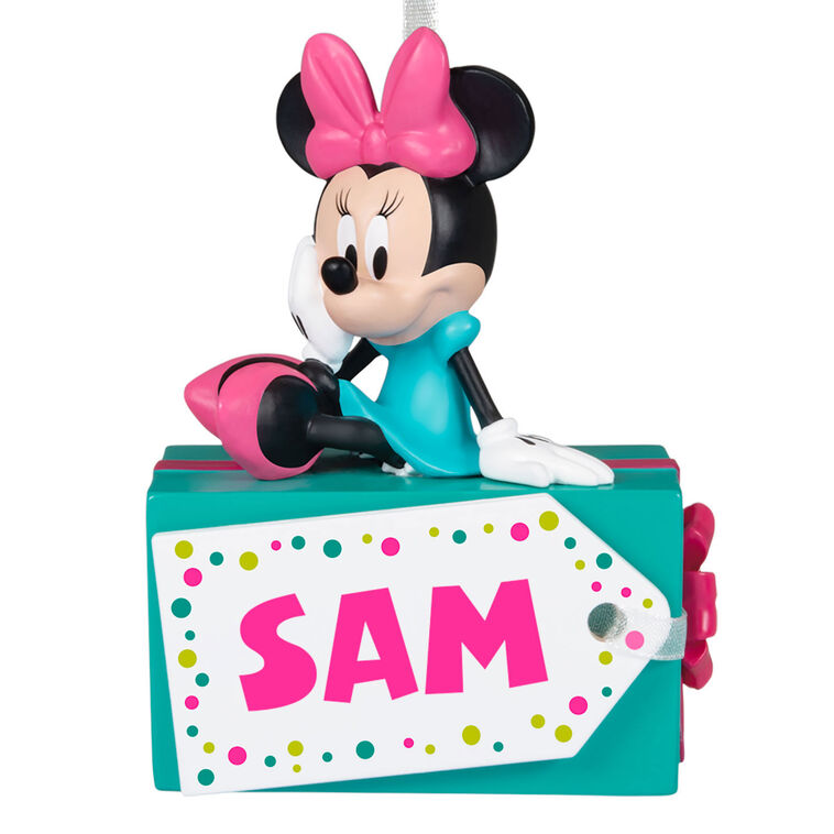 Hallmark Disney Minnie Mouse Christmas Present Personalized Ornament, Custom Text