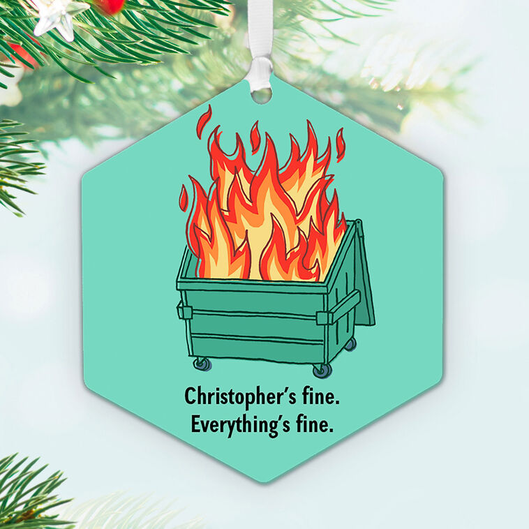 Hallmark Dumpster Fire Metal Personalized Ornament, Custom Text