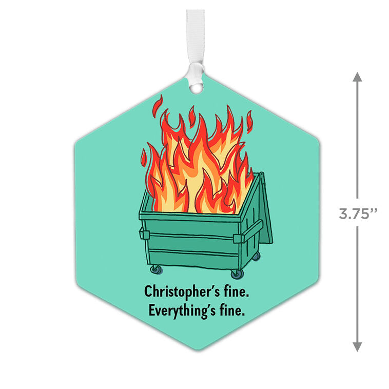 Hallmark Dumpster Fire Metal Personalized Ornament, Custom Text