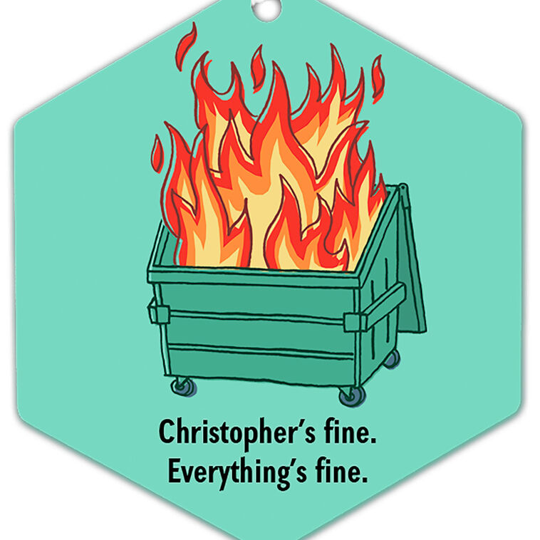 Hallmark Dumpster Fire Metal Personalized Ornament, Custom Text
