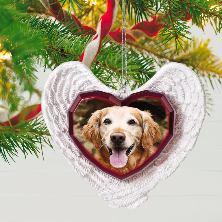 Hallmark Forever Loved Memorial Heart And Angel Wings Photo Personalized Ornament