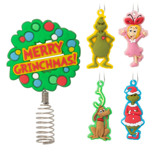  Mini Dr. Seuss's How The Grinch Stole Christmas!™ Hallmark Tree Topper And Ornaments, Set Of 5