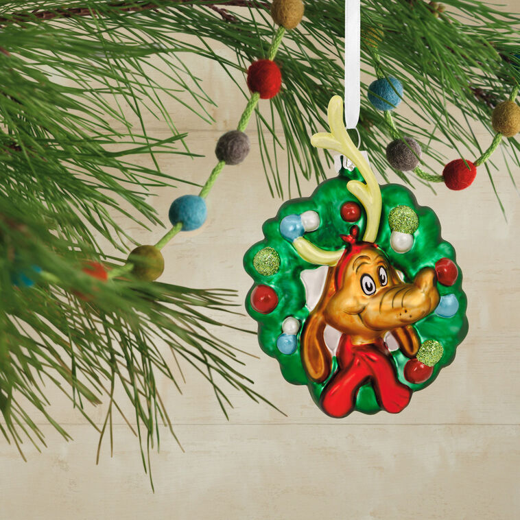 Dr. Seuss's How The Grinch Stole Christmas!™ Max In Wreath Blown Glass Hallmark Ornament