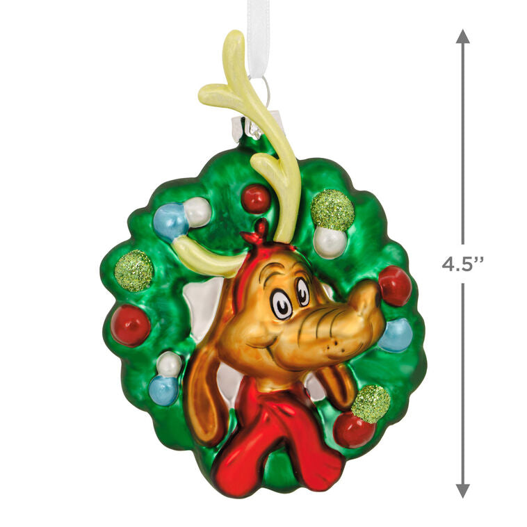  Dr. Seuss's How The Grinch Stole Christmas!™ Max In Wreath Blown Glass Hallmark Ornament