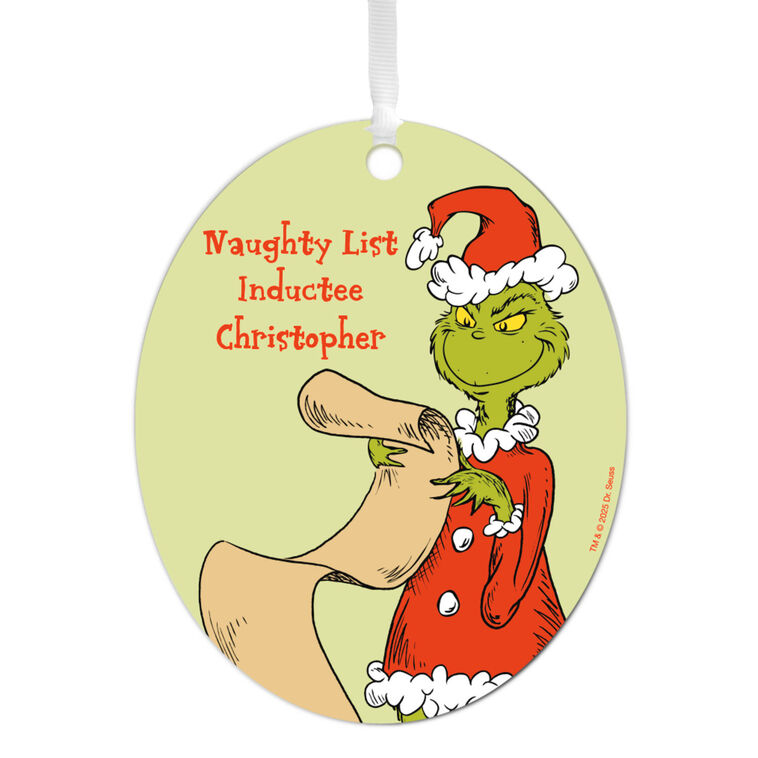 Hallmark Dr. Seuss's How The Grinch Stole Christmas!™ Naughty List Metal Personalized Ornament, Custom Text