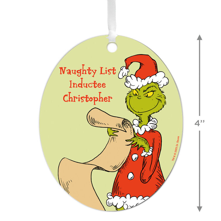 Hallmark Dr. Seuss's How The Grinch Stole Christmas!™ Naughty List Metal Personalized Ornament, Custom Text