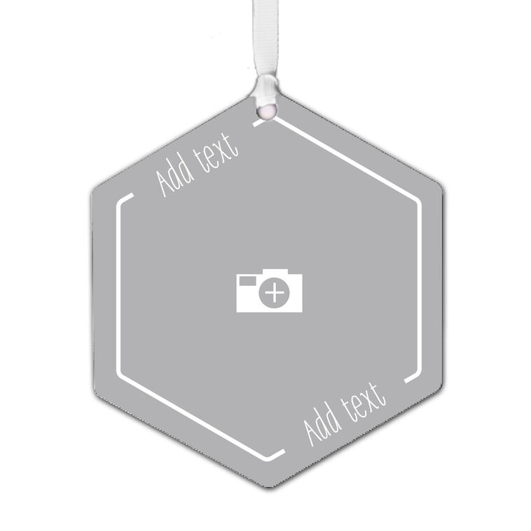 Hallmark Design-Your-Own Hexagon Metal Personalized Ornament, Custom Photo And Text