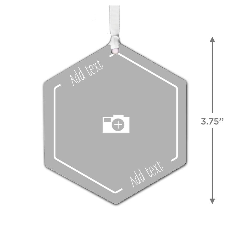Hallmark Design-Your-Own Hexagon Metal Personalized Ornament, Custom Photo And Text