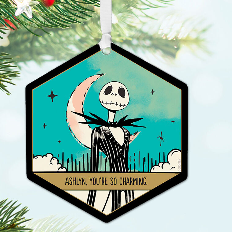 Hallmark Disney Tim Burton's The Nightmare Before Christmas Metal Personalized Ornament, Custom Text