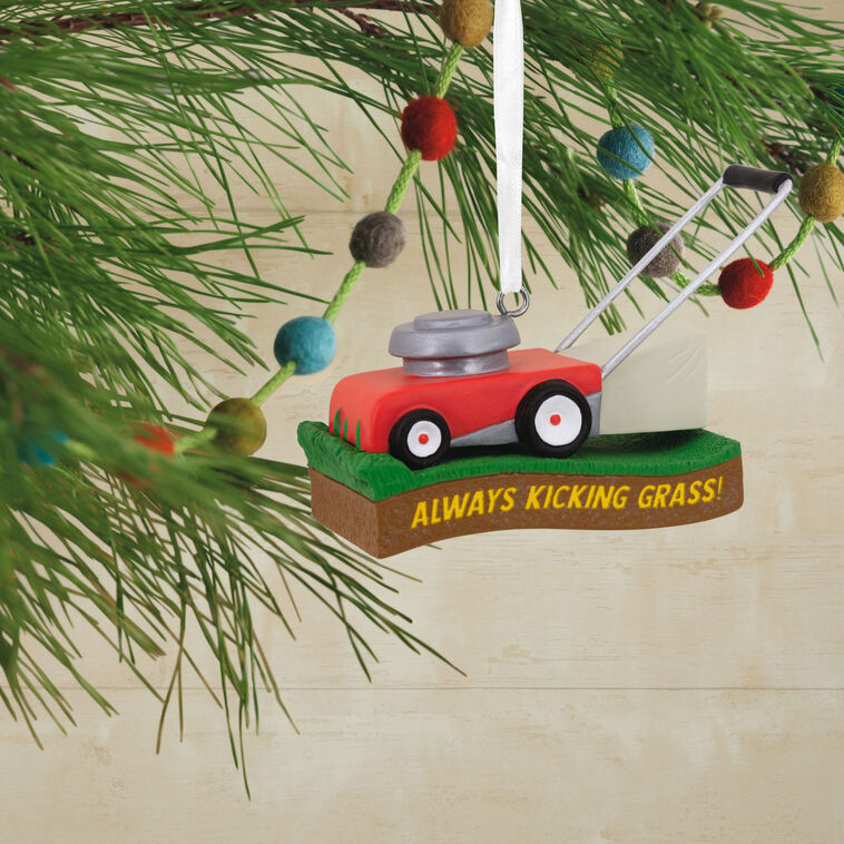  Kicking Grass Lawn Mower Hallmark Ornament