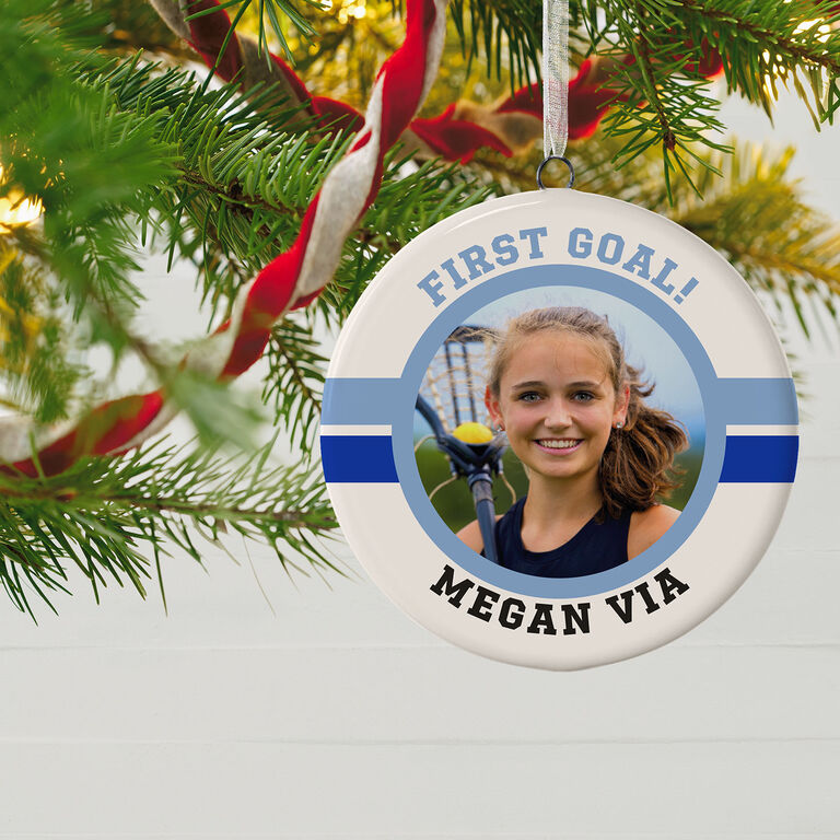  Lacrosse Ceramic Circle Personalized Photo Ornament