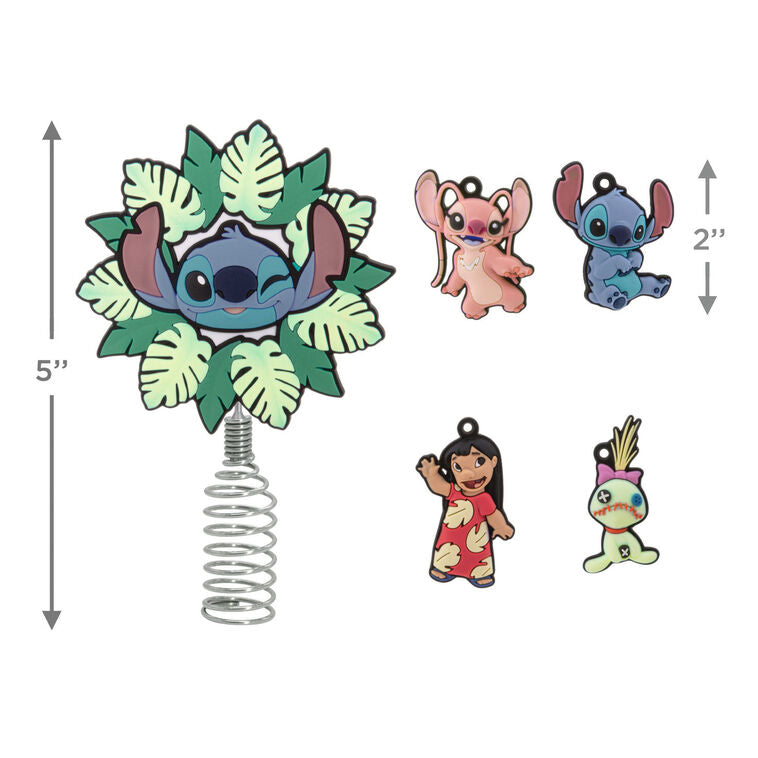  Mini Disney Stitch Hallmark Tree Topper And Ornaments, Set Of 5
