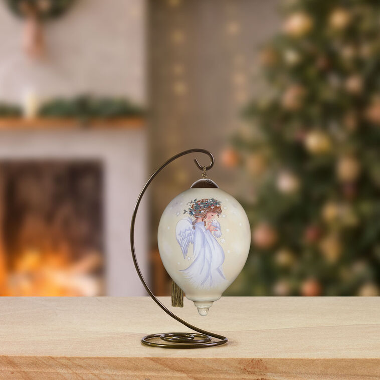  Ne'Qwa Art Heavenly Peace Sweet Angel And Dove Glass Christmas Ornament