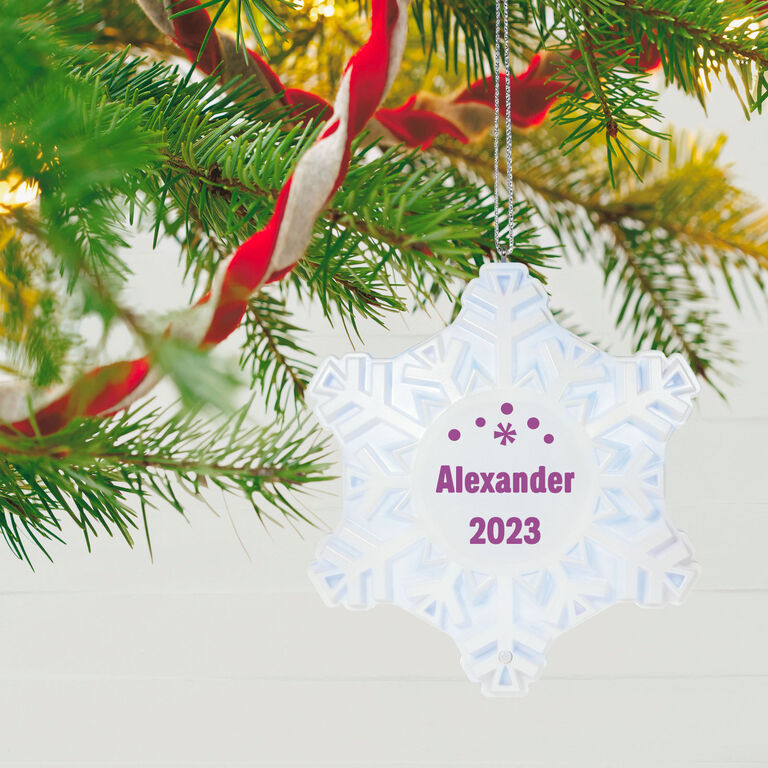Hallmark Magic Sparkling Snowflake Block Text Personalized Ornament With Light
