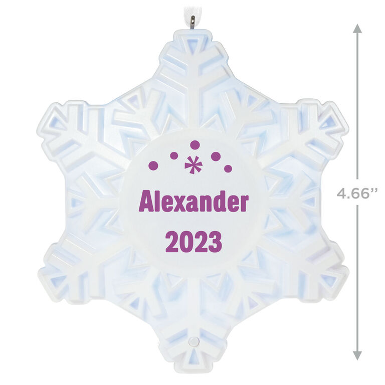 Hallmark Magic Sparkling Snowflake Block Text Personalized Ornament With Light