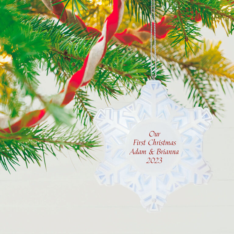 Hallmark Magic Sparkling Snowflake Script Text Personalized Ornament With Light