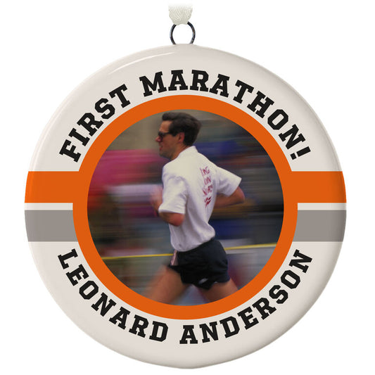 Marathon Ceramic Circle Personalized Photo Ornament