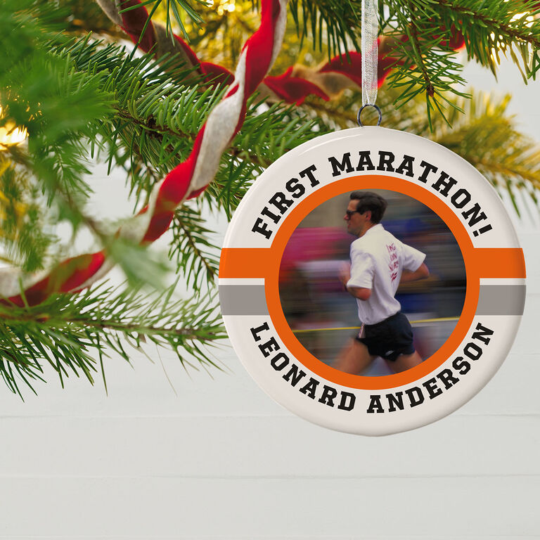  Marathon Ceramic Circle Personalized Photo Ornament