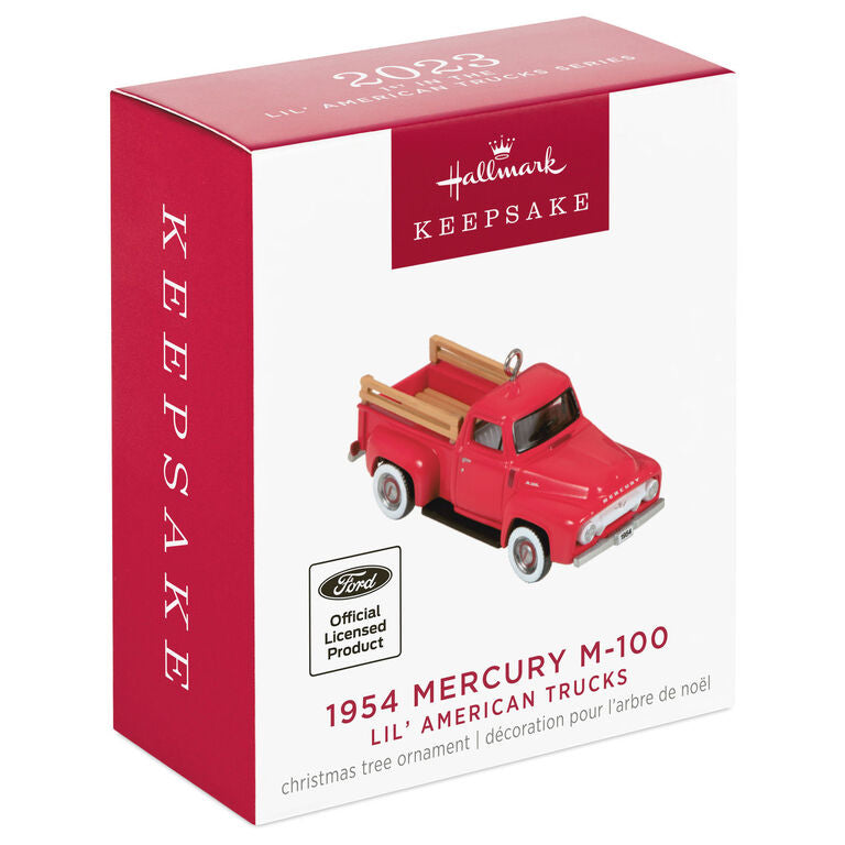 Hallmark Mini Lil' American Trucks 1954 Mercury M-100 2023 Metal Ornament, 0.75"