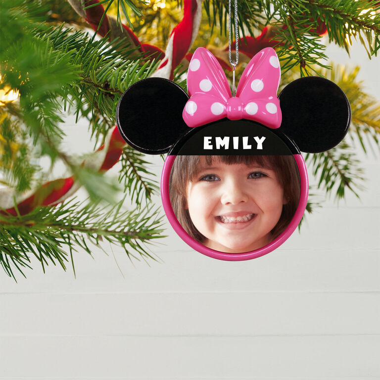 Hallmark Disney Minnie Mouse Ears Silhouette Text And Photo Personalized Ornament