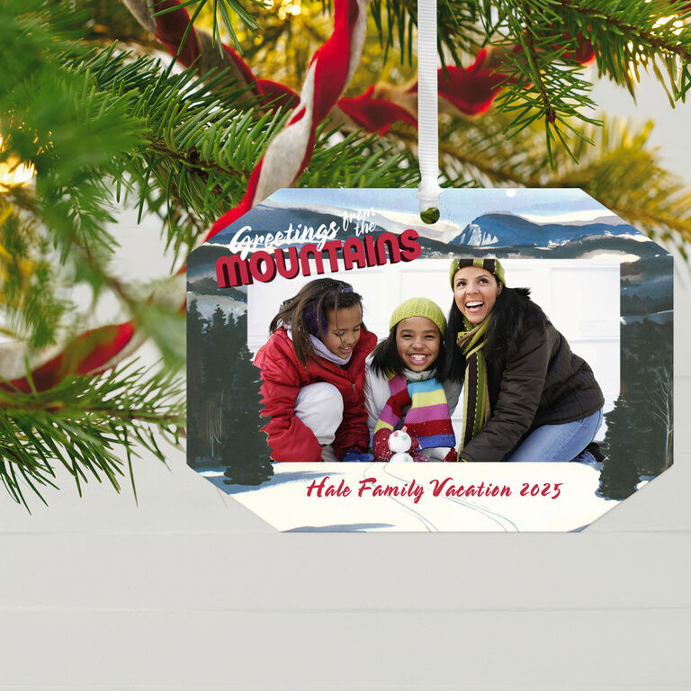 Hallmark Mountain Vacation Personalized Text And Photo Metal Ornament