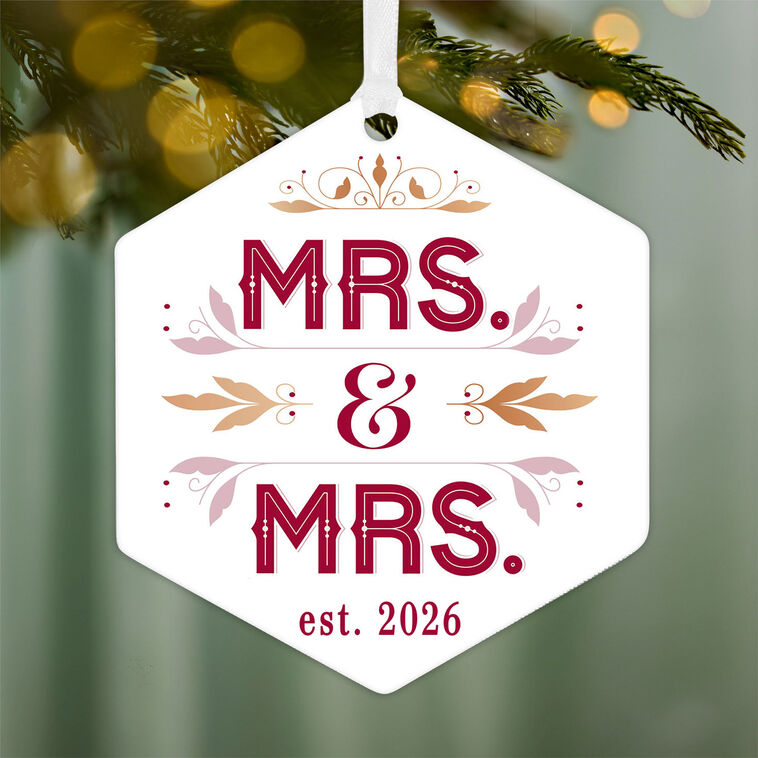 Hallmark Mrs. & Mrs. Metal Personalized Ornament, Custom Text