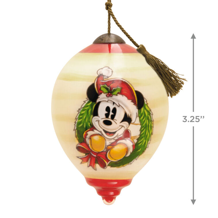  Disney Ne'Qwa Art® Mickey Mouse Hand-Painted Glass Hallmark Ornament