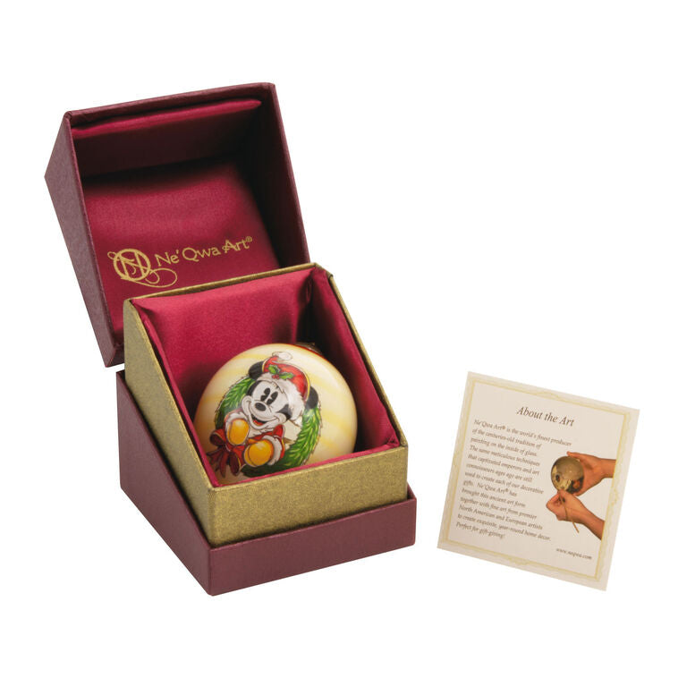  Disney Ne'Qwa Art® Mickey Mouse Hand-Painted Glass Hallmark Ornament