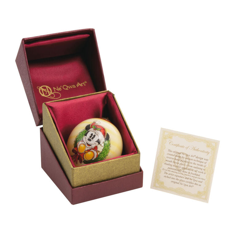  Disney Ne'Qwa Art® Mickey Mouse Hand-Painted Glass Hallmark Ornament