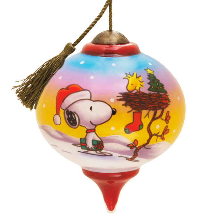  Peanuts® Ne'Qwa Art® Snoopy And Woodstock Hand-Painted Glass Hallmark Ornament