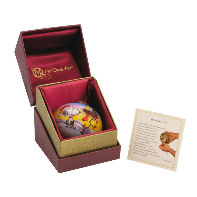  Peanuts® Ne'Qwa Art® Snoopy And Woodstock Hand-Painted Glass Hallmark Ornament