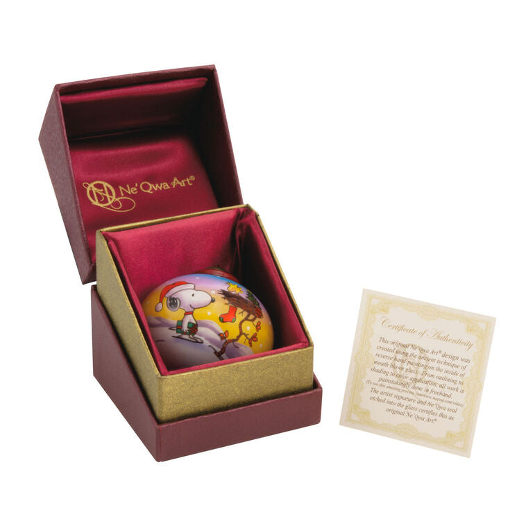  Peanuts® Ne'Qwa Art® Snoopy And Woodstock Hand-Painted Glass Hallmark Ornament