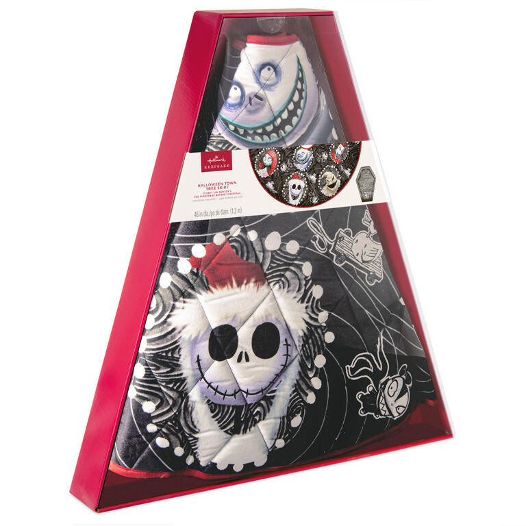 Hallmark Disney Tim Burton's The Nightmare Before Christmas Halloween Town Christmas Tree Skirt, 48"