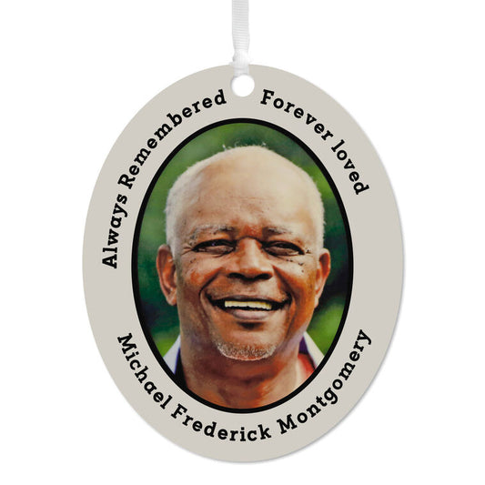 Hallmark Vertical Oval Metal Personalized Ornament, Custom Photo And Text