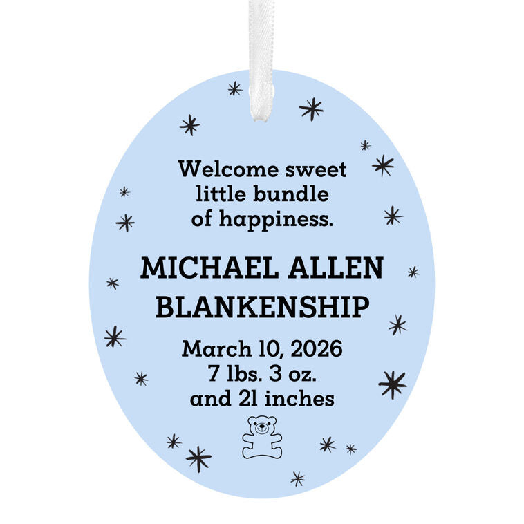 Hallmark Vertical Oval Metal Personalized Ornament, Custom Text