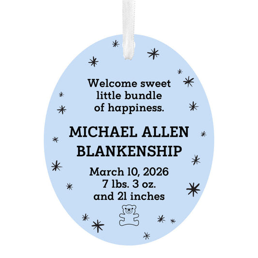 Hallmark Vertical Oval Metal Personalized Ornament, Custom Text